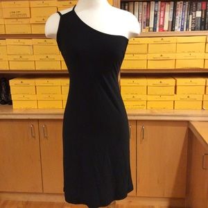 Black one shoulder dress w/ double strap. Size S.
